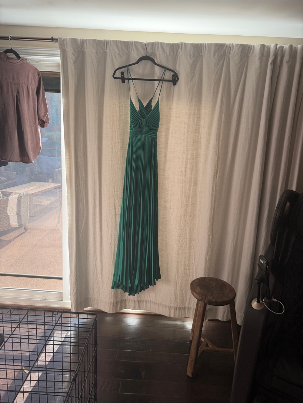 A.L.C. Teal Green Pleated Maxi Dress